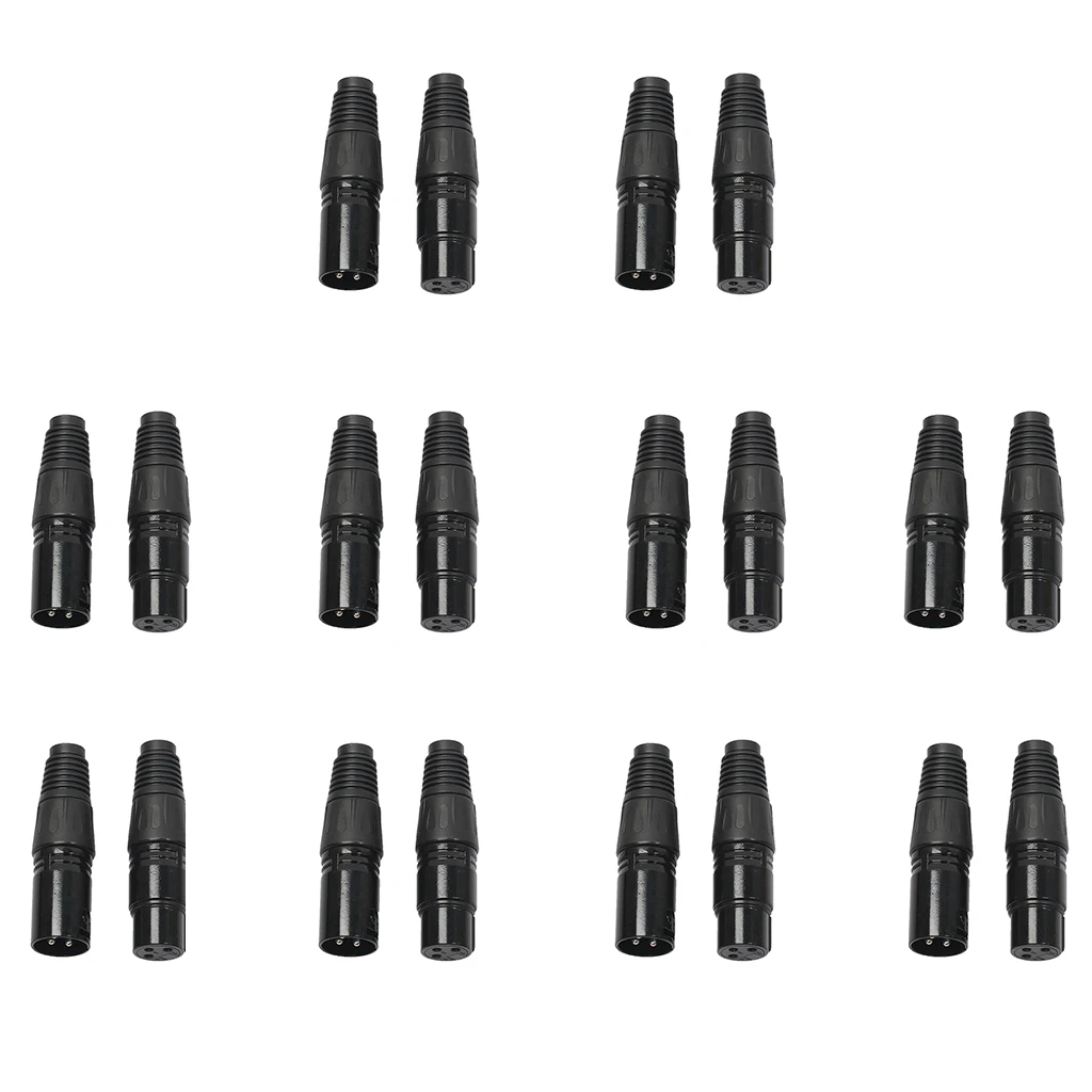 10 Pairs 3 Pin XLR Connectors Male And Female Microphone Mic Cable Plug