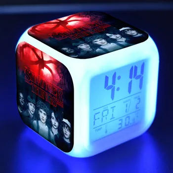 

Stranger Things TV Figure LED Alarm Clock Colorful Touch Light Desk Thermometer Eleven Model Toys