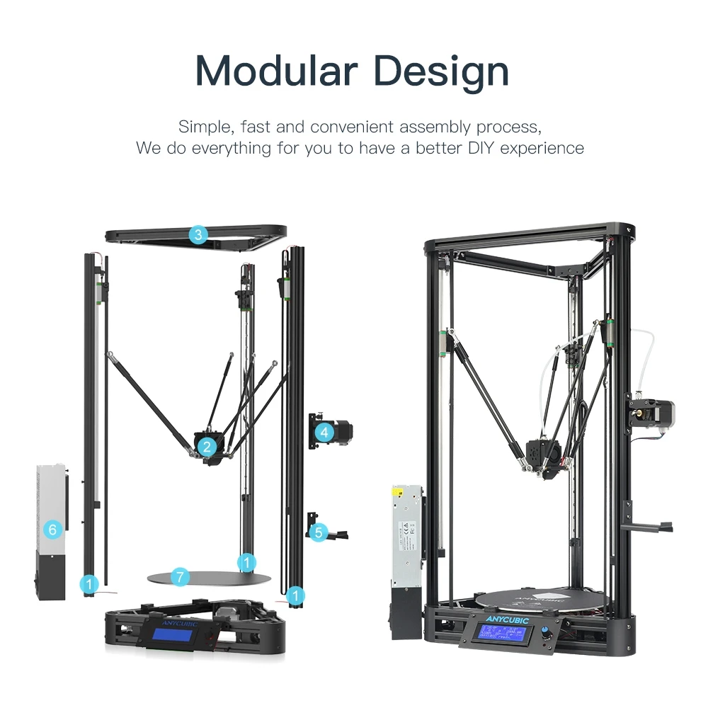 ANYCUBIC Kossel 3d принтер автоматическое выравнивание модуль принтер линейная направляющая Автоматическая платформа печати размер 3d принтер Diy комплект