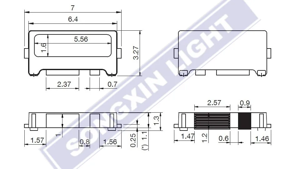100 шт./лот край SMD СВЕТОДИОДНЫЙ 7032 6V Люмен 1 Вт 160mA и холодный белый Высокая Мощность для ТВ ЖК-дисплей Подсветка для ТВ Применение