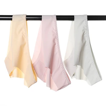 

New ice silk underwear women factory direct sales simple and comfortable one-piece seamless briefs silky underwear ladies 3