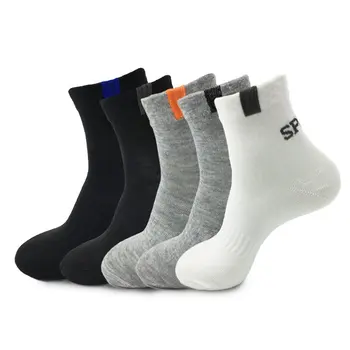 

5 Pair Men Sport Cotton Socks Anti-slip Mid Length Sock Warm Thicken Ankle Athletic Sock Cushion Comfort Neutral / for man