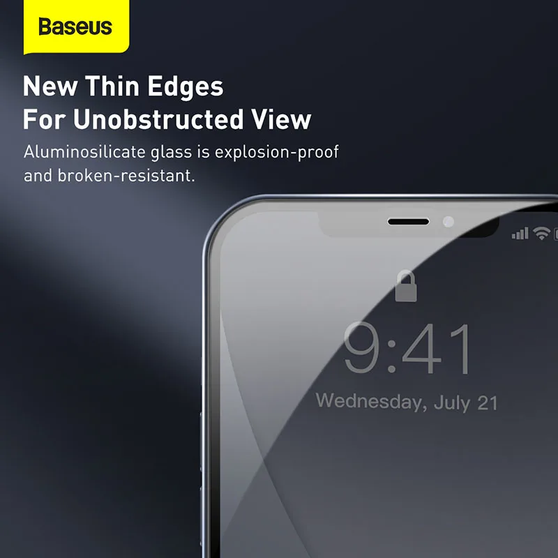 Baseus 2Pcs Screen Protector For iPhone 12 Pro Max 12 mini Full Cover Tempared Glass For iPhone 11 Pro Max Anti-blue light Film