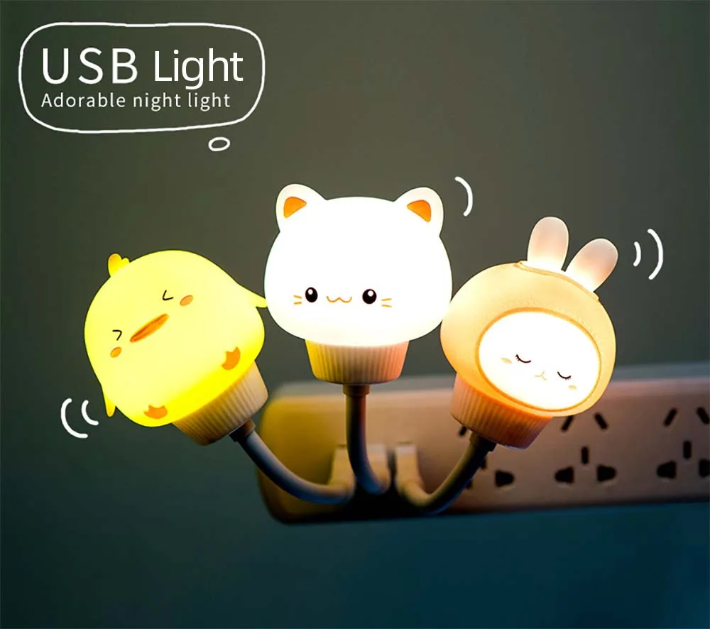 LED Cute USB Night Light Children Cartoon Night Lamp Creative Animal Remote Control For Bedroom Decor Kid Lamp Christmas Gift bathroom night light