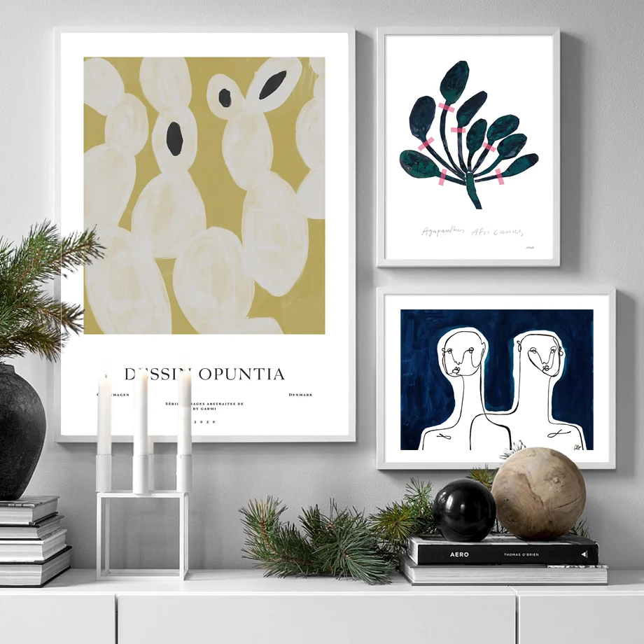 Nordic Posters And Prints Geometry Abstract Cactus Plant Human Body Draw Wall Art Canvas Painting Decor Pictures For Living Room