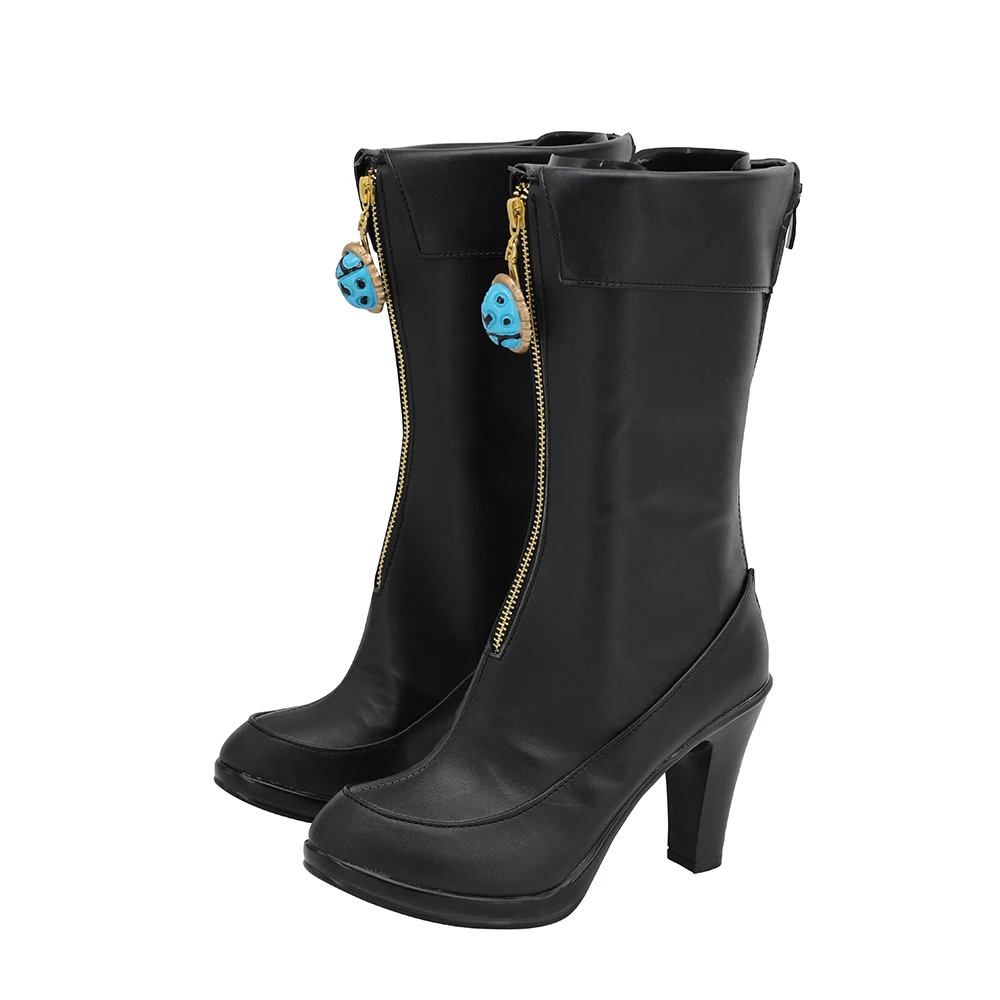 JoJo's Bizarre Adventure Female Giorno Giovanna Cosplay Boots Black High Heel Shoes Custom Made (4)