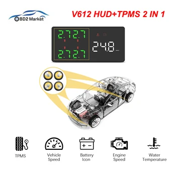 

HUD + TPMS 2in1 V612 Head Up Display Car OBD OBD2 Display HUD V612 On-Board Computer Car Speedometer Headup Display