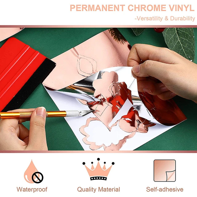 Chrome Gold Permanent Adhesive Vinyl Film 6 pcs 12x 10 Vinyl Bundle for  Cricut