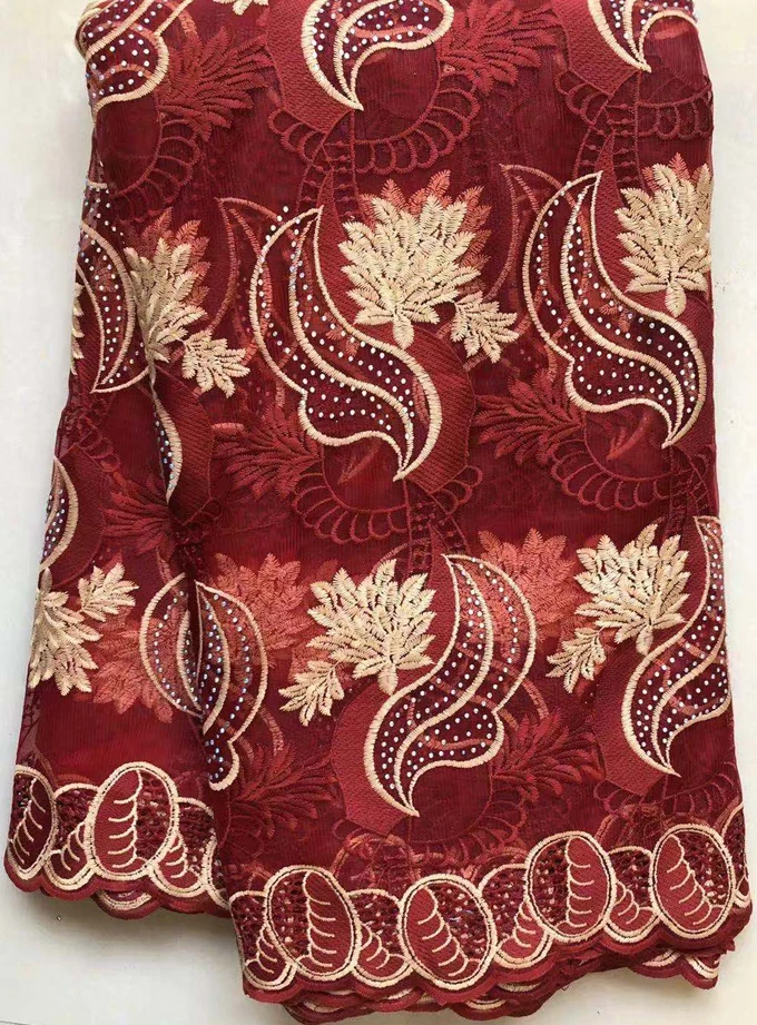 Newest African Tulle Lace Fabrics With Stones Embroidery Net French High Quality Beads HLL4580 wine | Дом и сад