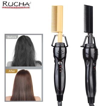 

Hair Straightener Hot Heating Comb Smooth Iron Straightening Brush Corrugation Curling Iron Hair Curler MultiFunction Comb