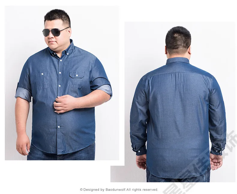 8XL 6XL 5XL весенне-осенняя мужская рубашка с длинными рукавами Модная Повседневная джинсовая рубашка мужская хлопковая рубашка больших размеров на пуговицах camisa masculina