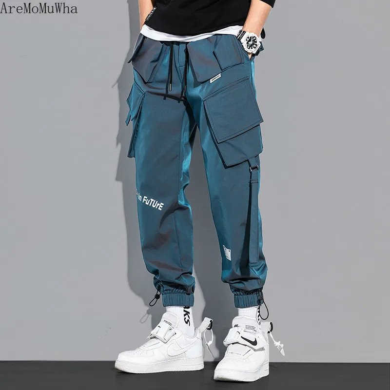 

2020 Autumn and Winter New Laser Overalls Men's Loose and Velvet Multi-pocket Hip-hop Trousers Chameleon Pants Streetwear Pants