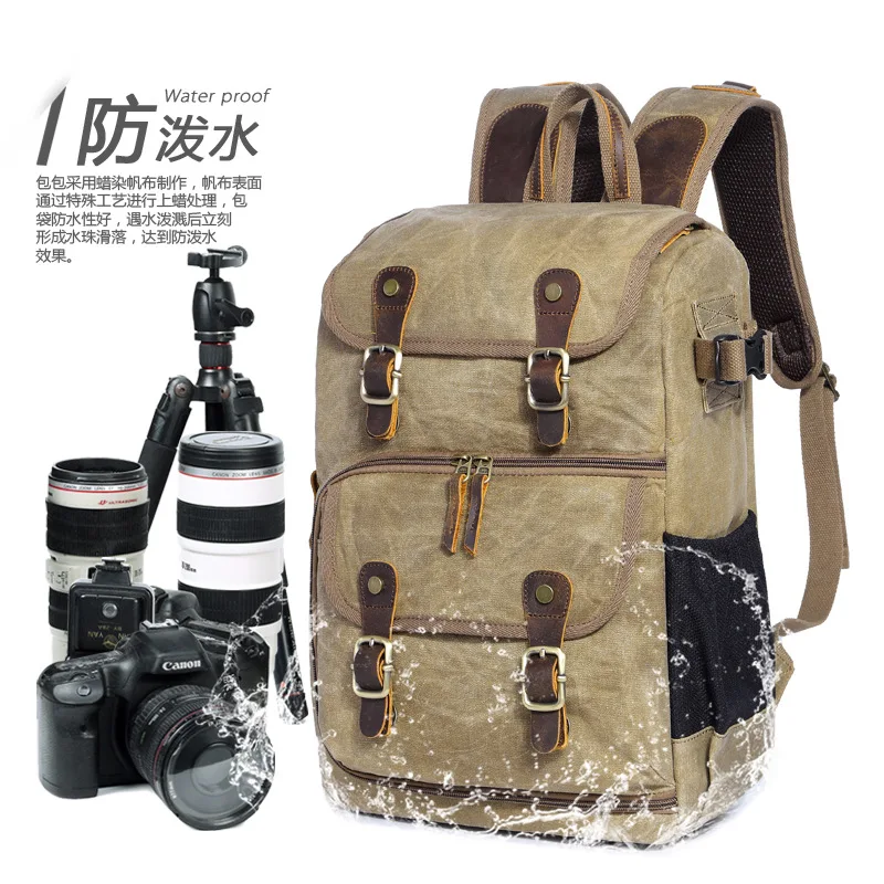 

New Style Camera Bag Single-lens Reflex Camera Digital Backpack Waterproof Large-Volume la ran Canvas Backpack Outdoor Camera Ba