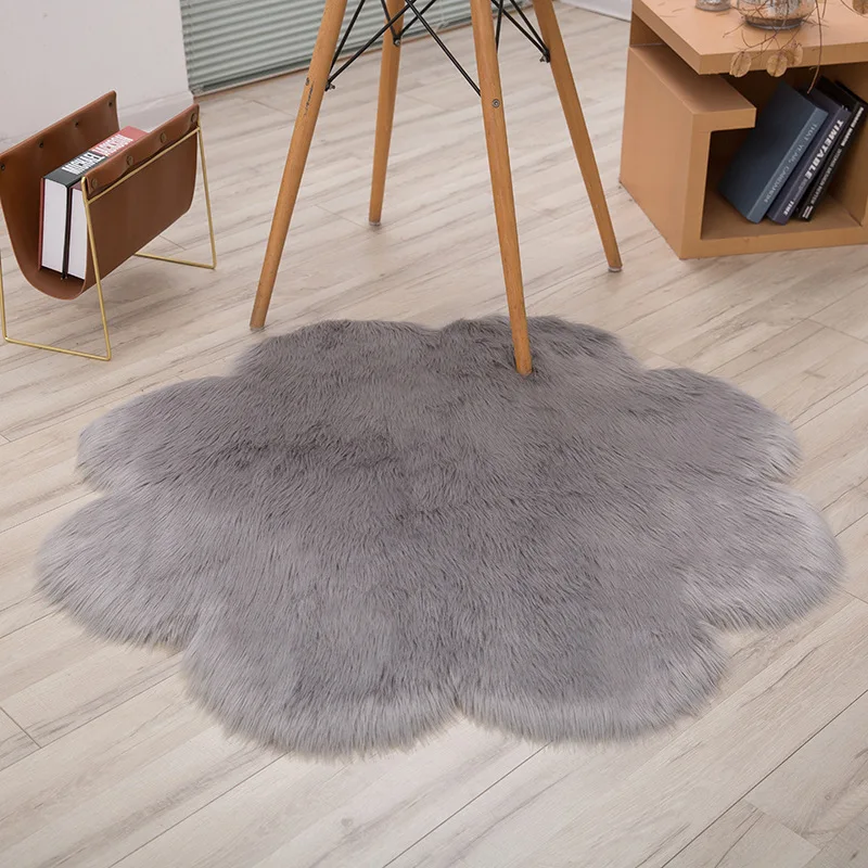 

Shaggy Hairy Carpet Floor Mat Home Decor Flower Fluffy Rug Anti-skid Shaggy Dining Room Bedroom Carpet Modern Plush Door Mat