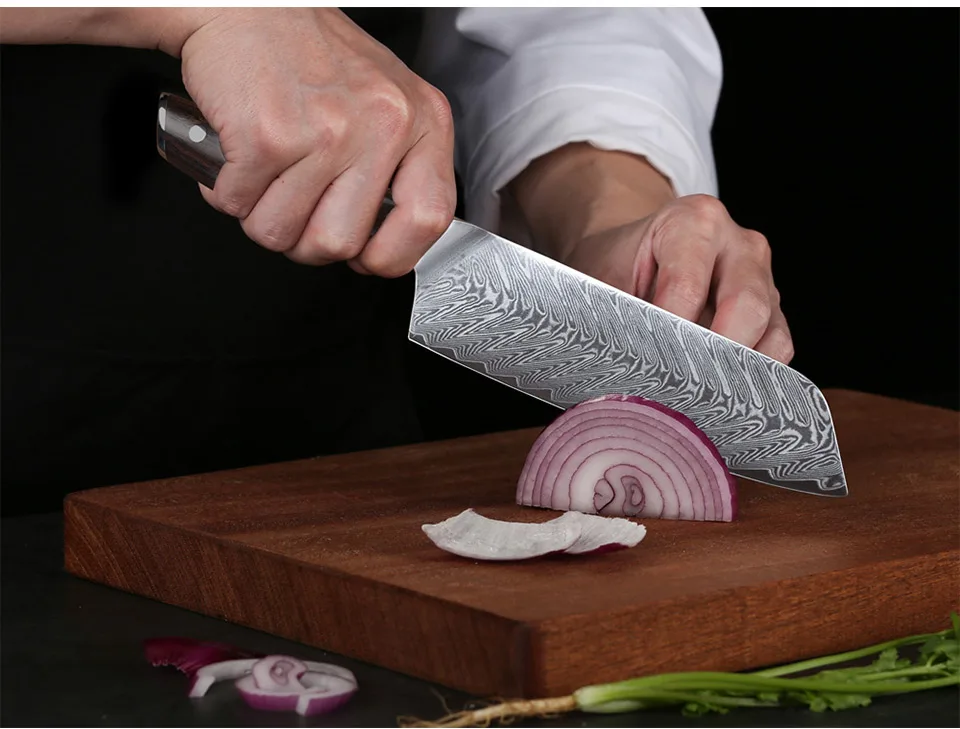 TURWHO 5 шт. набор кухонных ножей японский дамасский нож из нержавеющей стали профессиональный нож шеф-повара для хлеба Santoku нож для очистки овощей Кухонные ножи