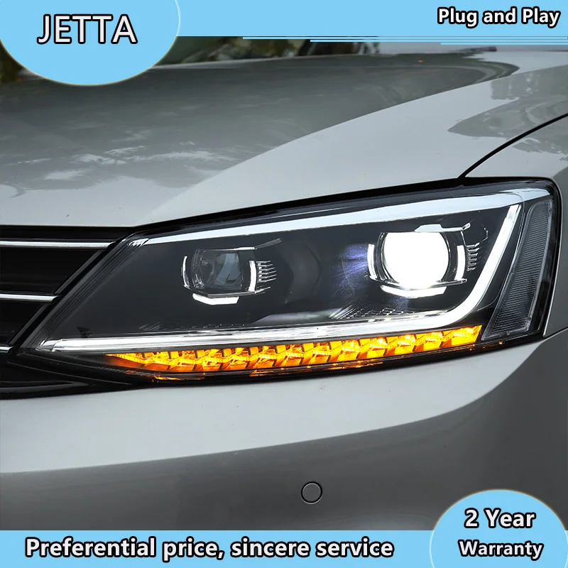 Для VW Jetta 2011 2018 Mk6 DRL Габаритные огни налобный фонарь светодиодный Bi Xenon лампы
