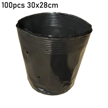

100PCS Plant Flower Pots Plastic Black Nursery Seedlings Round Pot Garden Seed Soil Or Hydroponic Growing Media