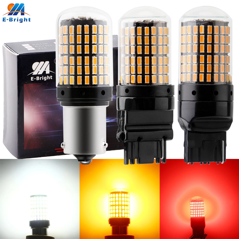 Светодиодные лампы T20 7440 W21W CanBus 3014 144 smd LED без ошибок 1156 BA15S P21W BAU15S PY21W светодиодный