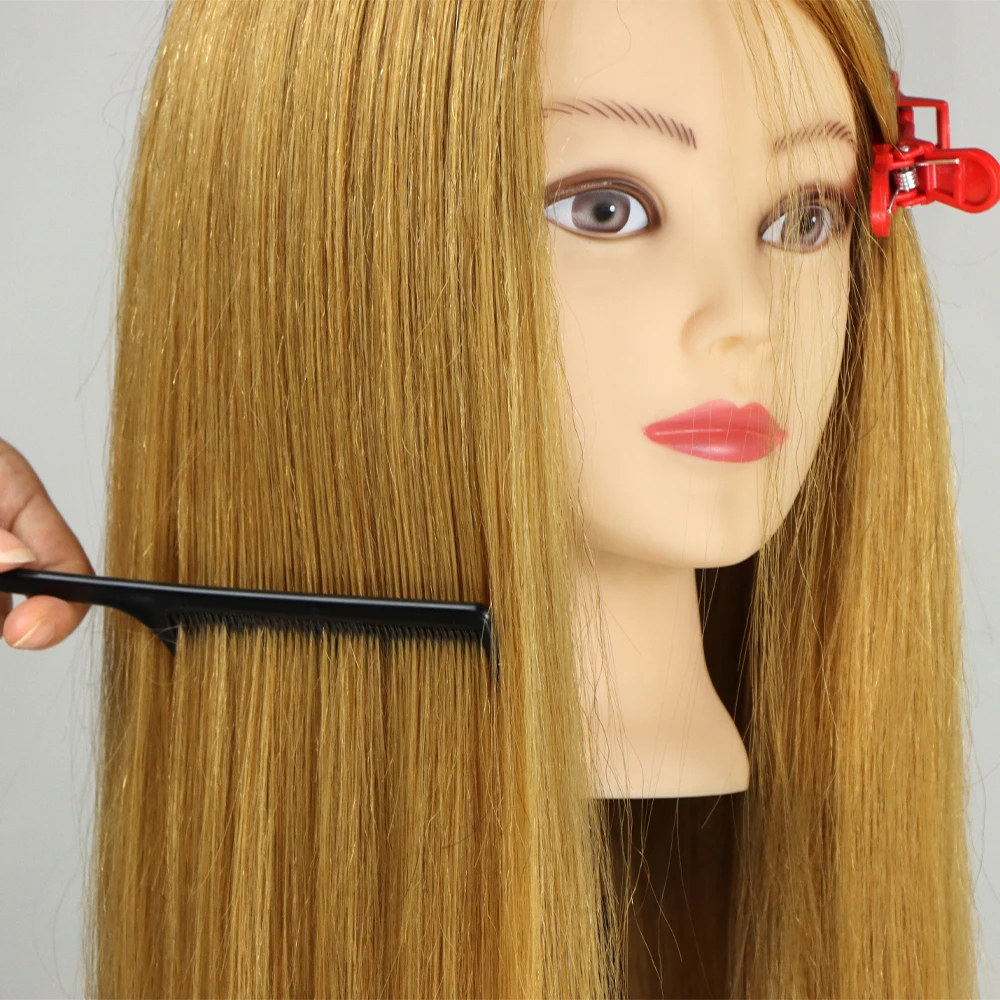 Female Mannequin Training Head And Stand For Hairdressers Hairstyles 85% Human Hair Training Head For Braid Hairdressing Head