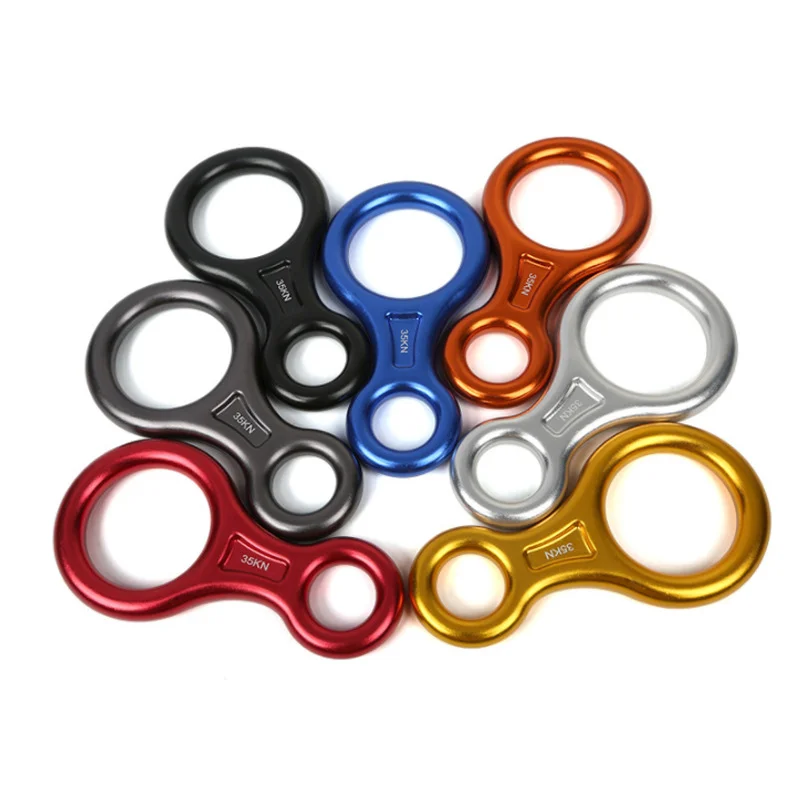 

2019 climbing carabiner 8 shape ring rappelling device 35KN abseiling rescue eight ring downhill outdoor -8