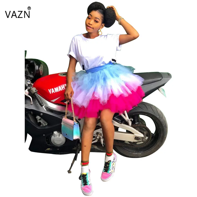 VAZN ZSC0226 продукт летние сексуальные женские бальные юбки средняя талия Каскадное кружево платье Эротичная миниюбка для девочек высокие уличные юбки