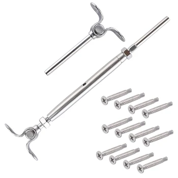 

316-Stainless Steel Adjustable Angle Cable Railing Hardware Kit For 1 / 8 Inch Wire Rope For Wood Post 20 Packs