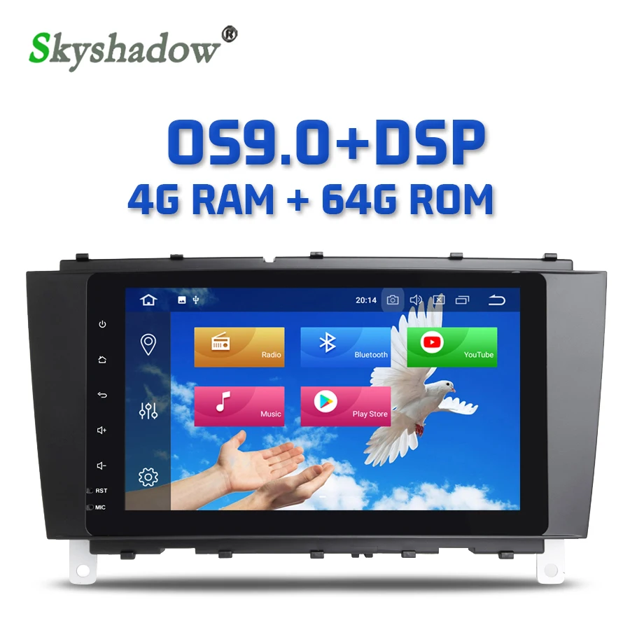 DSP IPS Android 9 0 8 ядер 4 Гб + 64 ROM автомобильный dvd-плеер RDS радио GPS карта Bluetooth 2 Wifi для Benz