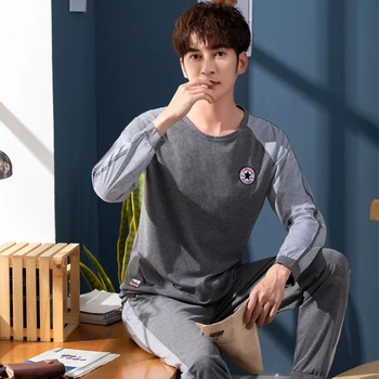 

2020 winter cotton pajamas lounge CAIYIER printed pajamas set O-neck two-piece men's pajamas home service