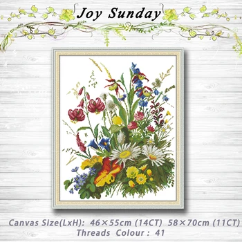

Flowers of the wilderness decor painting dmc 14CT 11CT counted cross stitch kits embroidery sets Needlework Sets Home decor