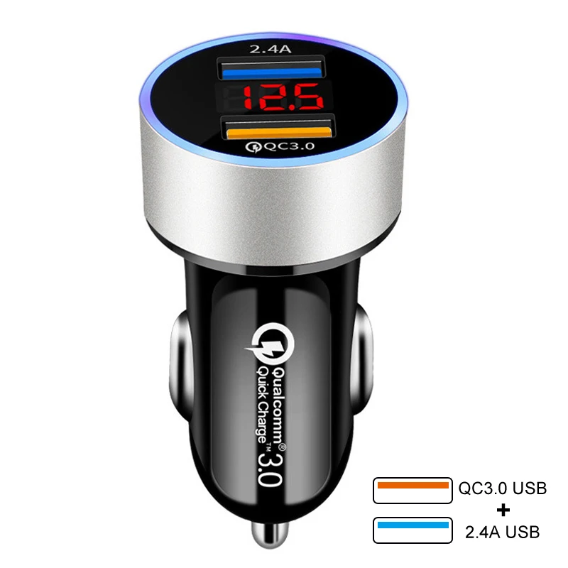 65w usb c car charger Car Quick Charger Dual USB Fast Charging QC 3.0 Phone Charger Adapter For iPhone 12 11 Pro Max 6 7 8 Xiaomi Redmi Huawei Samsung android car charger Car Chargers