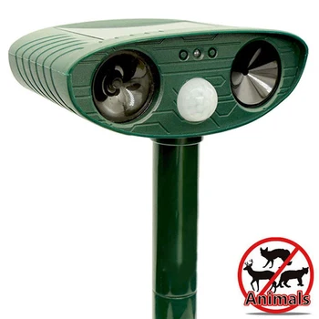 

Solar ultrasonic dog repeller outdoor garden waterproof pest animal repeller expelling bird cat repeller device with LED light