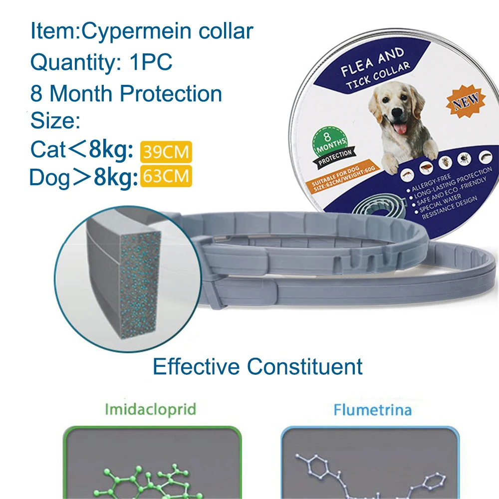Removes Flea And Tick Collar Dogs Cats Up To 8 Month Flea Tick Collar Anti-mosquito And Insect Repellent Anti Flea Ticks Collars (12)