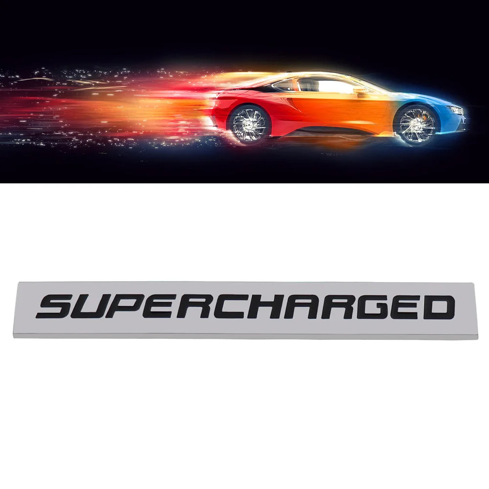 Chrome Black Supercharged Engine For Fender Trunk Lid Emblem Decal ...