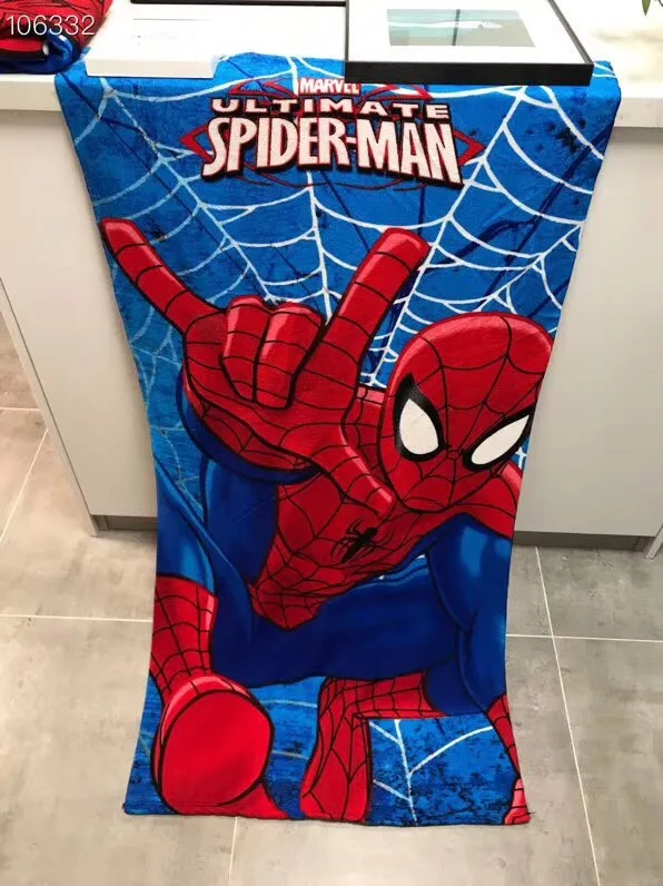 spiderman Мультяшная голубая мозаика с человеком-пауком, детское банное/пляжное полотенце для мальчиков и девочек, супер мягкое Впитывающее купальное полотенце, мочалка 70x140 см - Цвет: spiderman