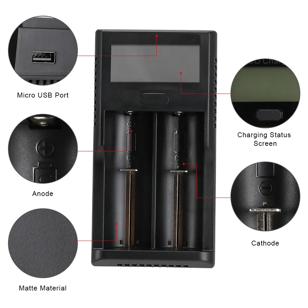 Lithiums зарядное устройство 4.2V26650 18650 батарея с ЖК-экраном смарт-зарядное устройство GV99