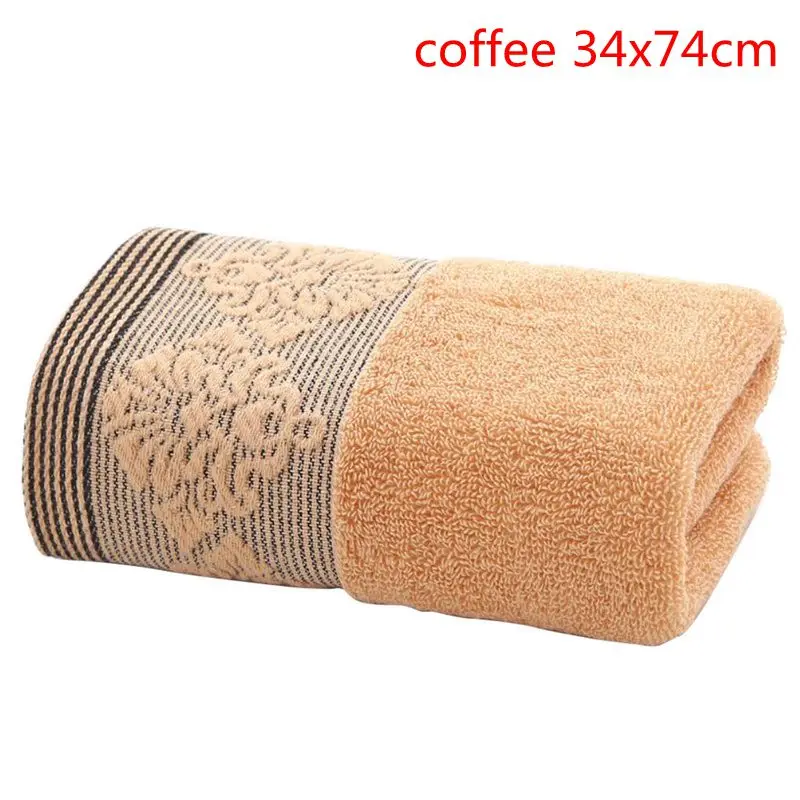 coffee 34x74cm Juneiour набор полотенец с вышивкой лаванды хлопчатобумажные полотенца для лица банное полотенце для взрослых мочалки высокоабсорбирующие полотенца s - Цвет: coffee 34x74cm