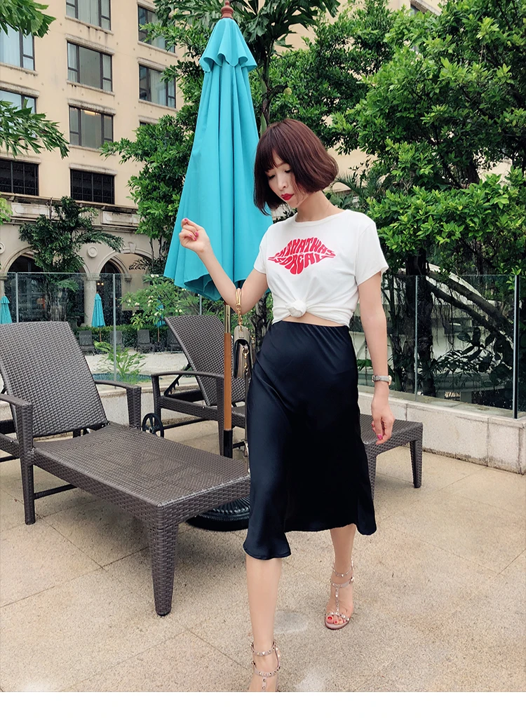 Cotton short sleeve red lips printed cute casual white t shirt tee tops