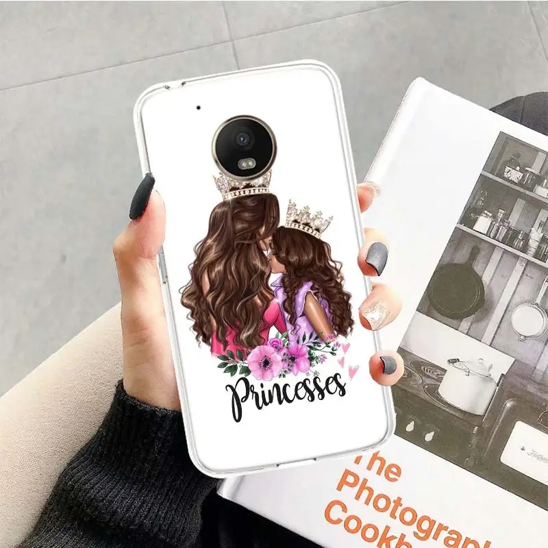 TR025-2 Для мам и детей, девочек queen чехол для Motorola Moto G7 G6 G5S G5 E4 плюс G4 E5 играть X4 Мощность TPU с рисунком индивидуальная крышка телефона - Цвет: TR025-2