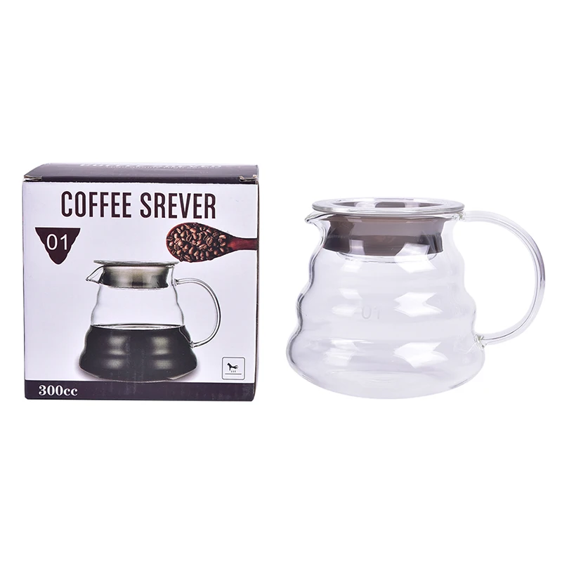 700ML/500ML/300ML Wooden Brackets Glass Coffee Dripper and Pot Set Coffee Filter Reusable Coffee Filters Japness Style Glass