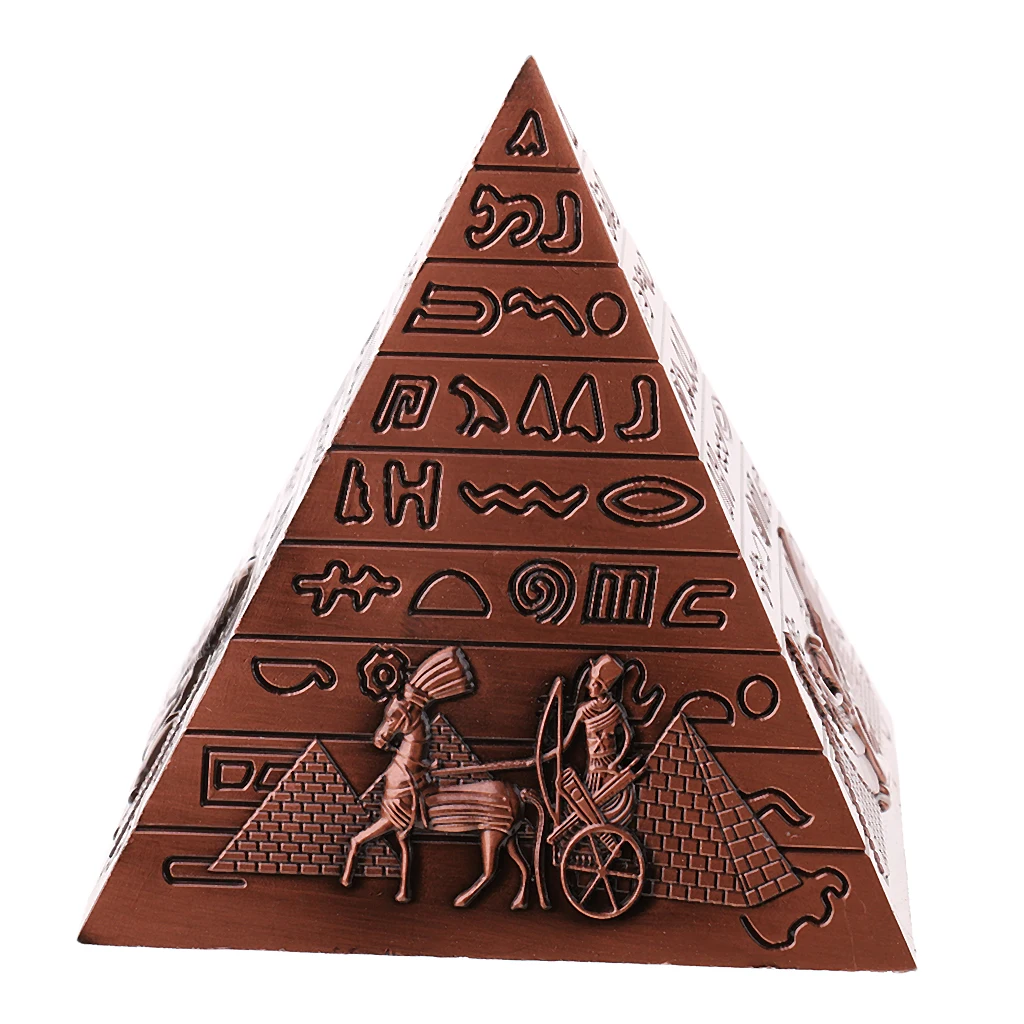 Egyptian Pyramids Figurine Pyramid Model Alloy Iron Statue Desktop Decoration for Office Home Bookshelf