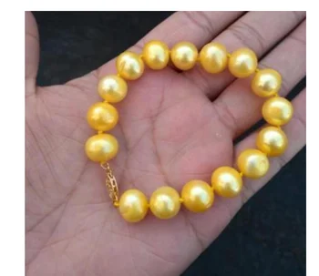 

HUGE 7.5"-8" 11-12MM GENUINE SOUTH SEA GOLDEN PEARL BRACELET GOLD CLASP