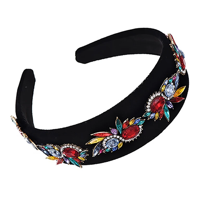 

ZHINI 2020 Boho Classic Headband Women's Hairband Hair Accessories Rhinestone Patchwork Headwear Wide Hairbands Hair Jewelry