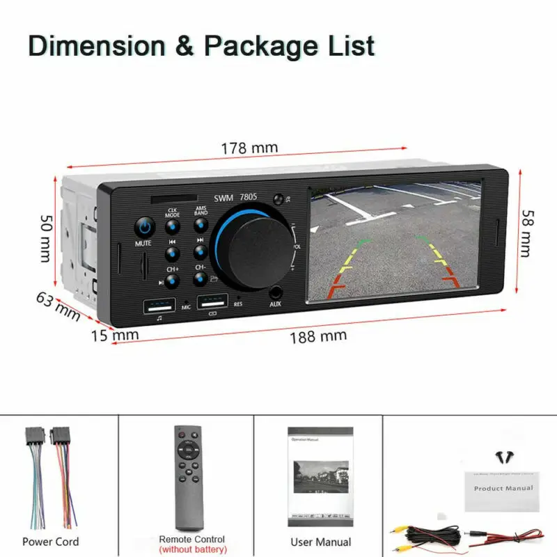 Hands-free 1 Din Автомобиль DAB+ Радио Стерео FM AM WMA Bluetooth AUX In-Dash MP5 U диск MP5 плеер Bluetooth
