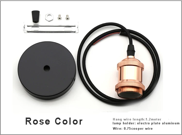 E27 лампа без лампочки винтажный подвесной текстильный подвесной светильник Эдисона - Цвет корпуса: rose color