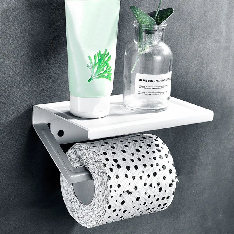 

Bathroom Space Aluminum Toilet Roll Paper Towel Phone Holder Shelves for Wall Mount Storage Rack WC Tissue Box Shelf Organizer