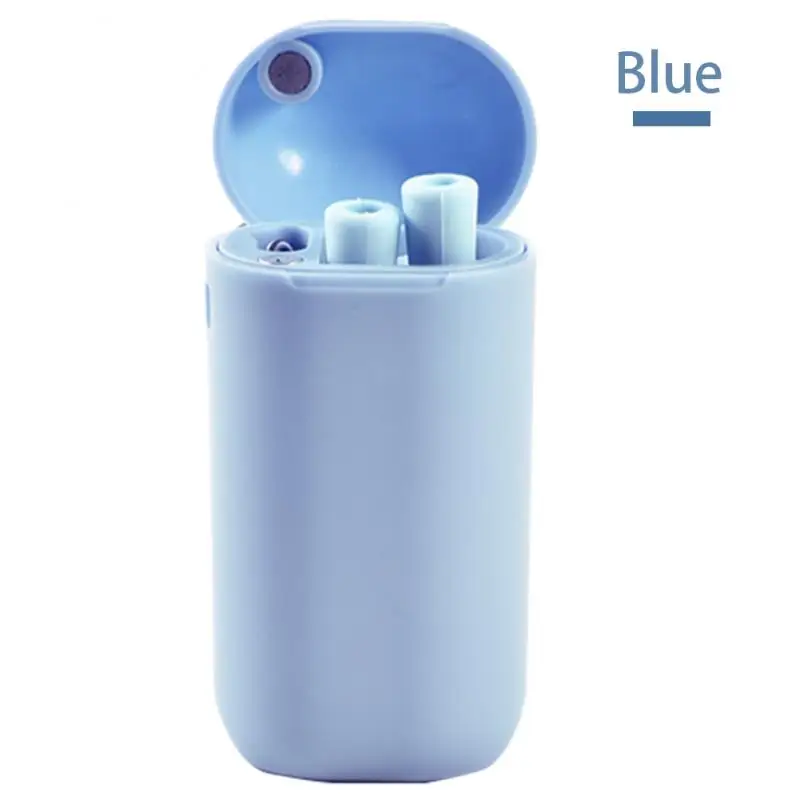 Складная соломинка для питья телескопическая многоразовая Складная соломинка с чистящей щеткой силиконовая соломинка для питья посуда для напитков домашний инструмент - Цвет: Синий