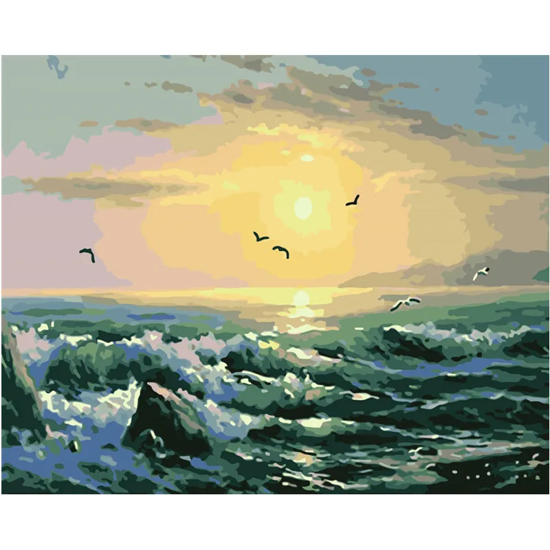 

Sea sunrise beautiful view Sunshine Landscape Romantic Decor Art Living Room Coloring By Numbers Modular Living Room Decor Art