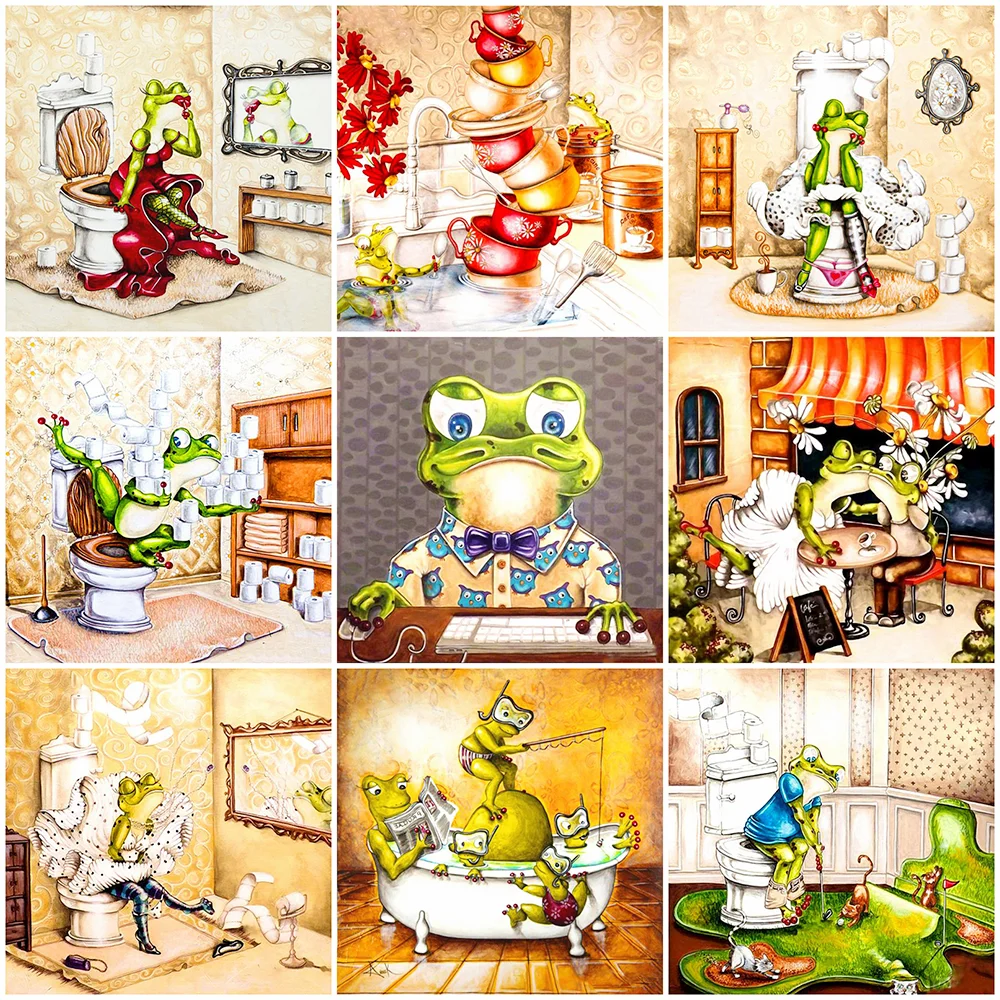 HUACAN Full Square Diamond Embroidery Frog 5D DIY Art Painting Animal Handmade Mosaic Home Decoration Gift | Дом и сад