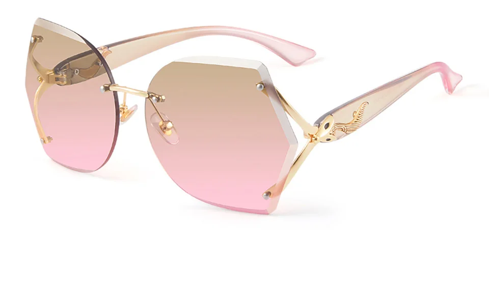 BERTHA Retro Luxury Gradient Sunglasses For Women Fashion Rimless Glasses Cut Lens FOX decorated Sunglasses Lady Eyeglass S8048