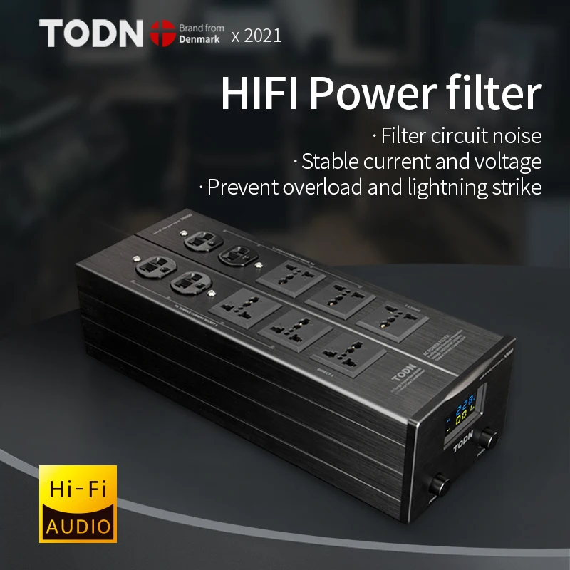 

TODN Audio Noise AC Power Filter Power Conditioner Power Purifier Surge Protection with EU Outlets Power Strip